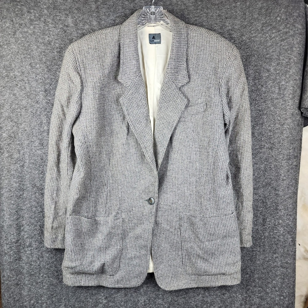 Lizwear Blazer Mens Size 12 Gray Wool Mohair Blend Tweed Textured Sport Coat